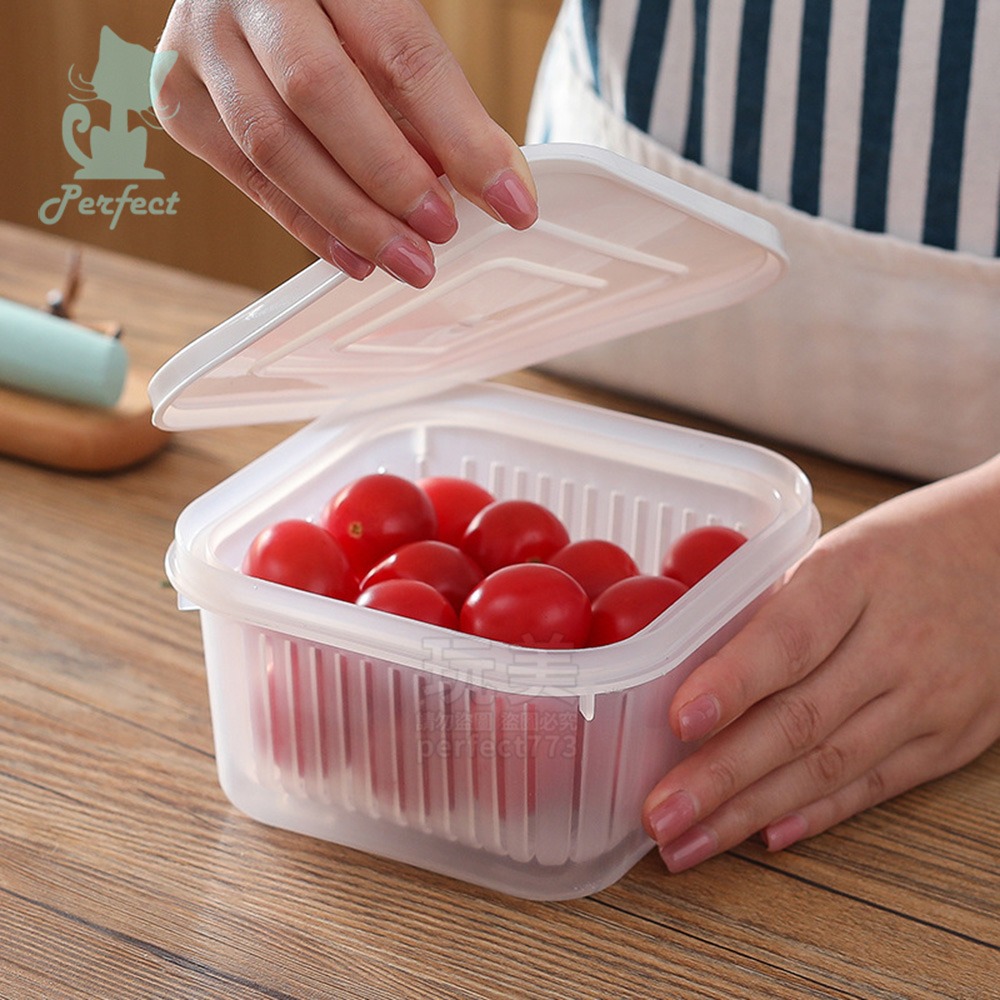 瀝水保鮮盒 蒜泥分隔盒 方形保鮮盒 瀝水盒 蒜頭收納盒 蔥花保鮮盒 冰箱收納盒 蔥薑蒜收納盒 蔥花盒 玩美 77722-細節圖8