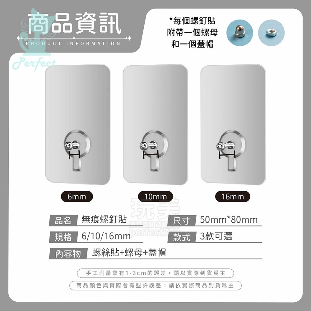 16mm(螺絲貼+螺母+蓋帽)