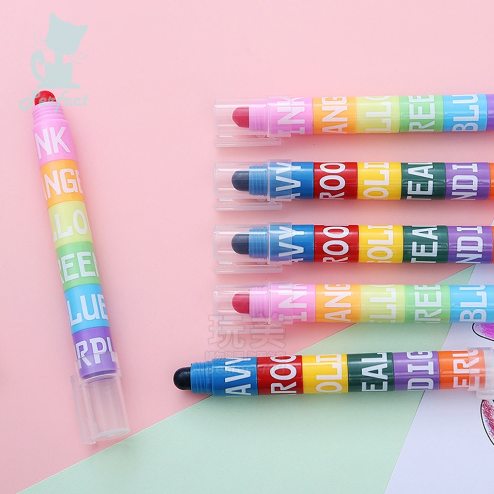 固體螢光筆 螢光蠟筆 彩虹筆 1組2入 12色 胖胖筆 積木蠟筆 兒童蠟筆 兒童文具 兒童禮物 玩美 77805-細節圖9