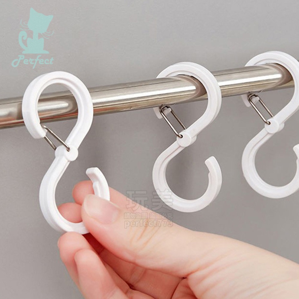 扣環掛鉤 防風掛鉤 防掉掛鉤 s掛鉤 塑膠掛鉤 卡扣掛鉤 收納掛鉤 橫桿掛鉤 浴室掛鉤 掛帽子 掛襪子 玩美 77864-細節圖8