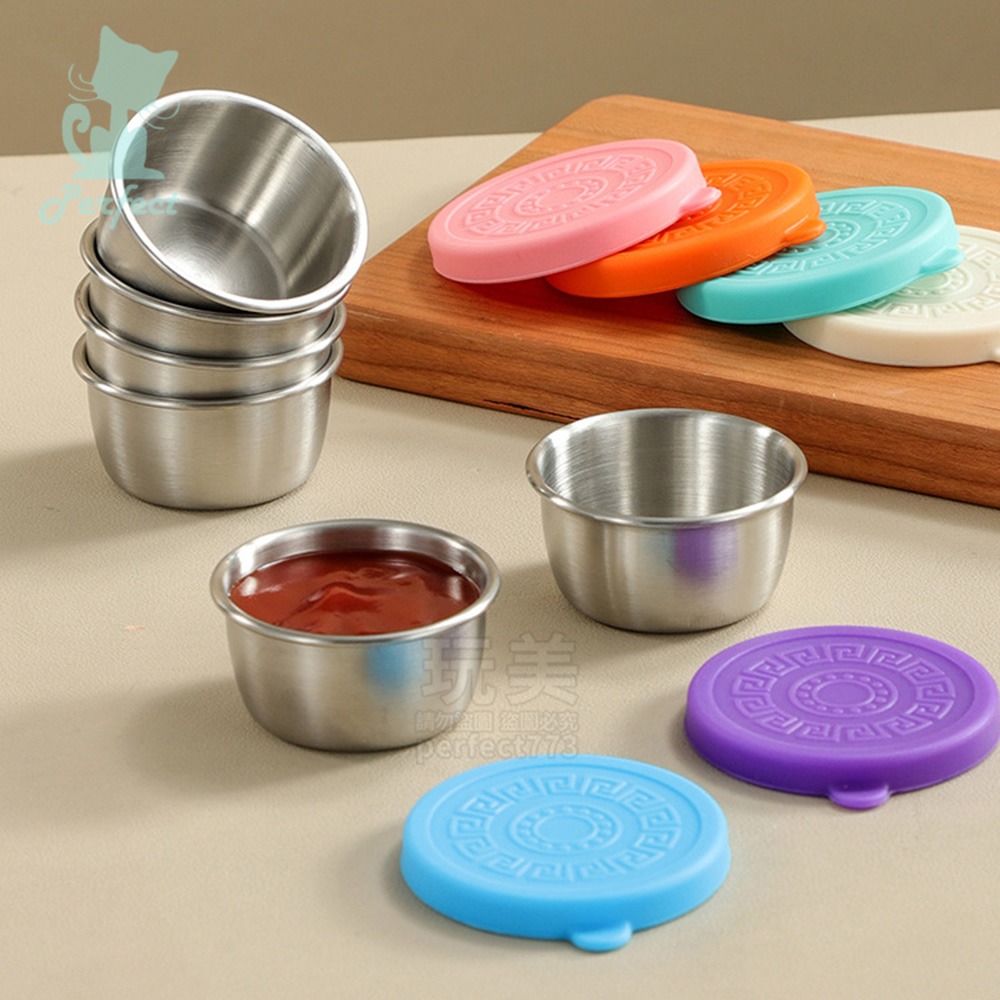 帶蓋醬料盒 不鏽鋼醬料杯 沾醬盒 多彩醬料碗 蘸料碟 迷你分裝盒 沾醬杯 調味料杯 醬汁杯 布丁杯 玩美 771706-細節圖9