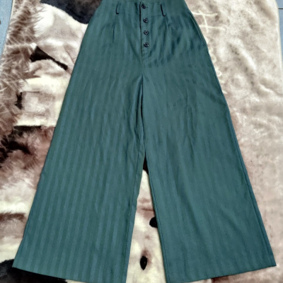 Dresseum 高腰 彈性 寬褲 直條紋 S 人造絲22% 580 西裝褲