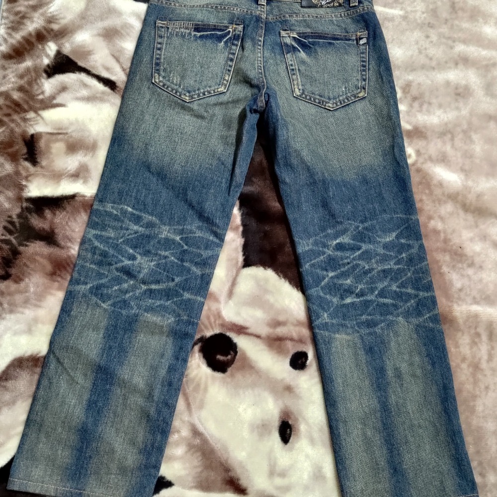 BOBSON 男款 立體貓鬚 刷破 車縫造型 直筒 牛仔褲 100%棉 33腰 700-細節圖2