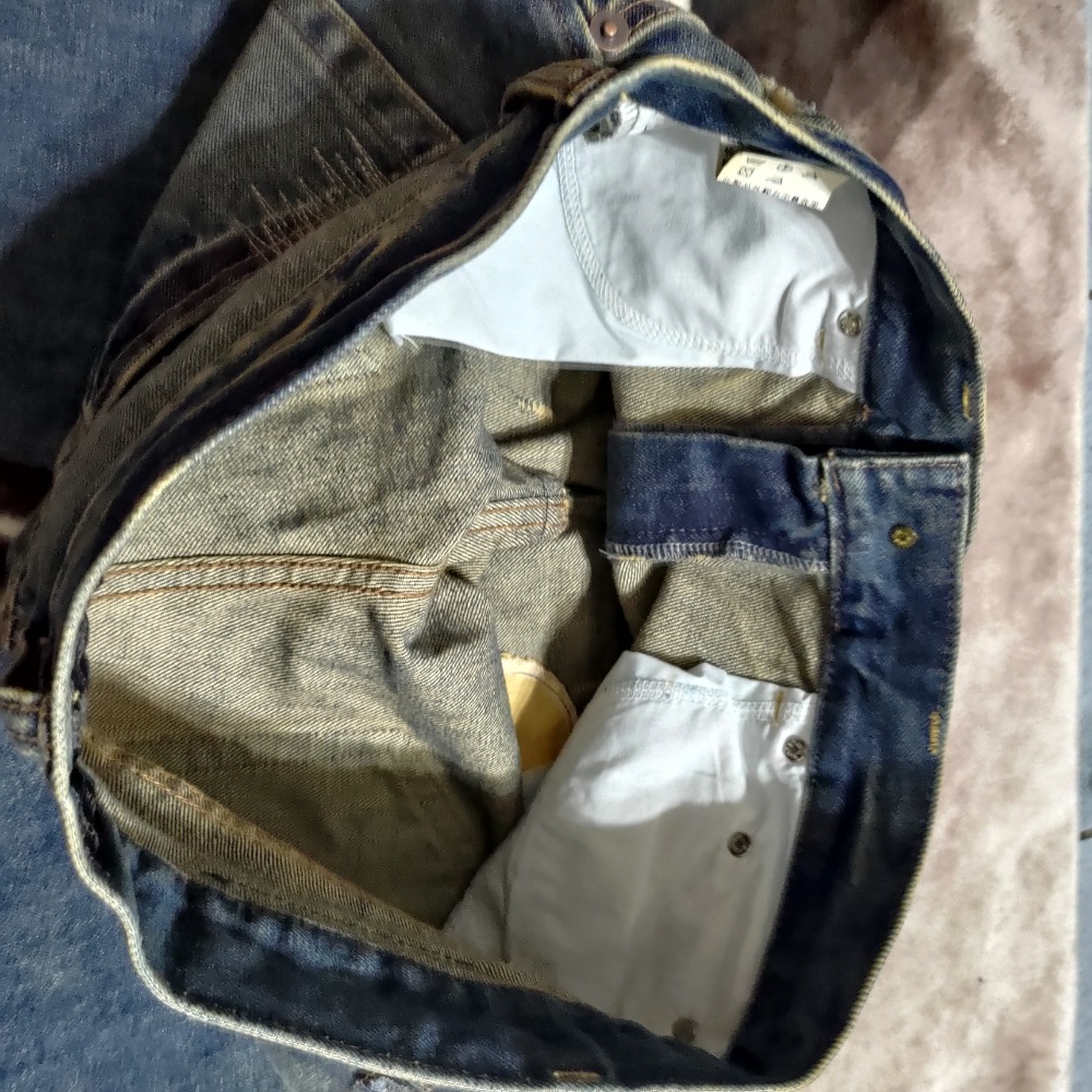 BOBSON 男款 立體貓鬚 刷破 車縫造型 直筒 牛仔褲 100%棉 33腰 700-細節圖7