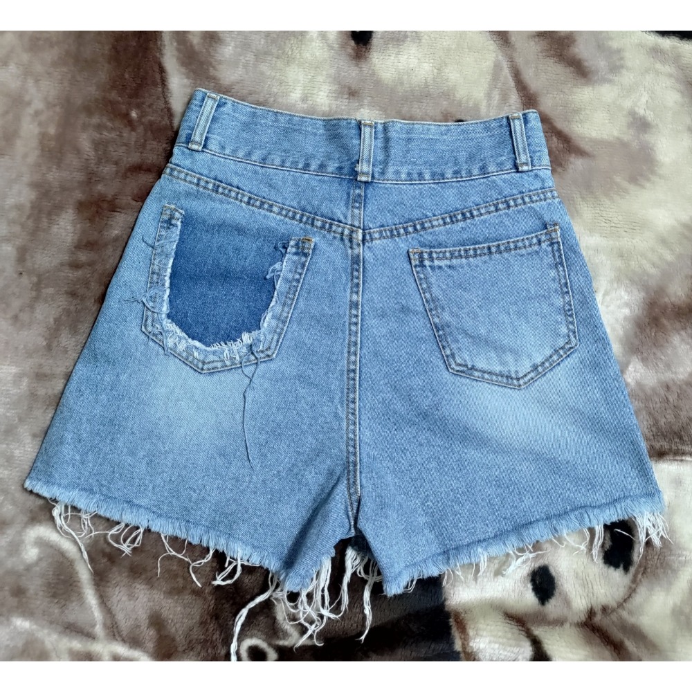 韓國 D.percent 女款 高腰 無彈性 牛仔短褲 M 388-細節圖2