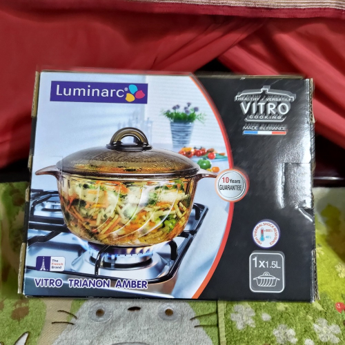 全新 美樂家 Luminarc 法國樂美雅 微晶玻璃圓鍋 耐熱鍋 湯鍋 1.5L 750