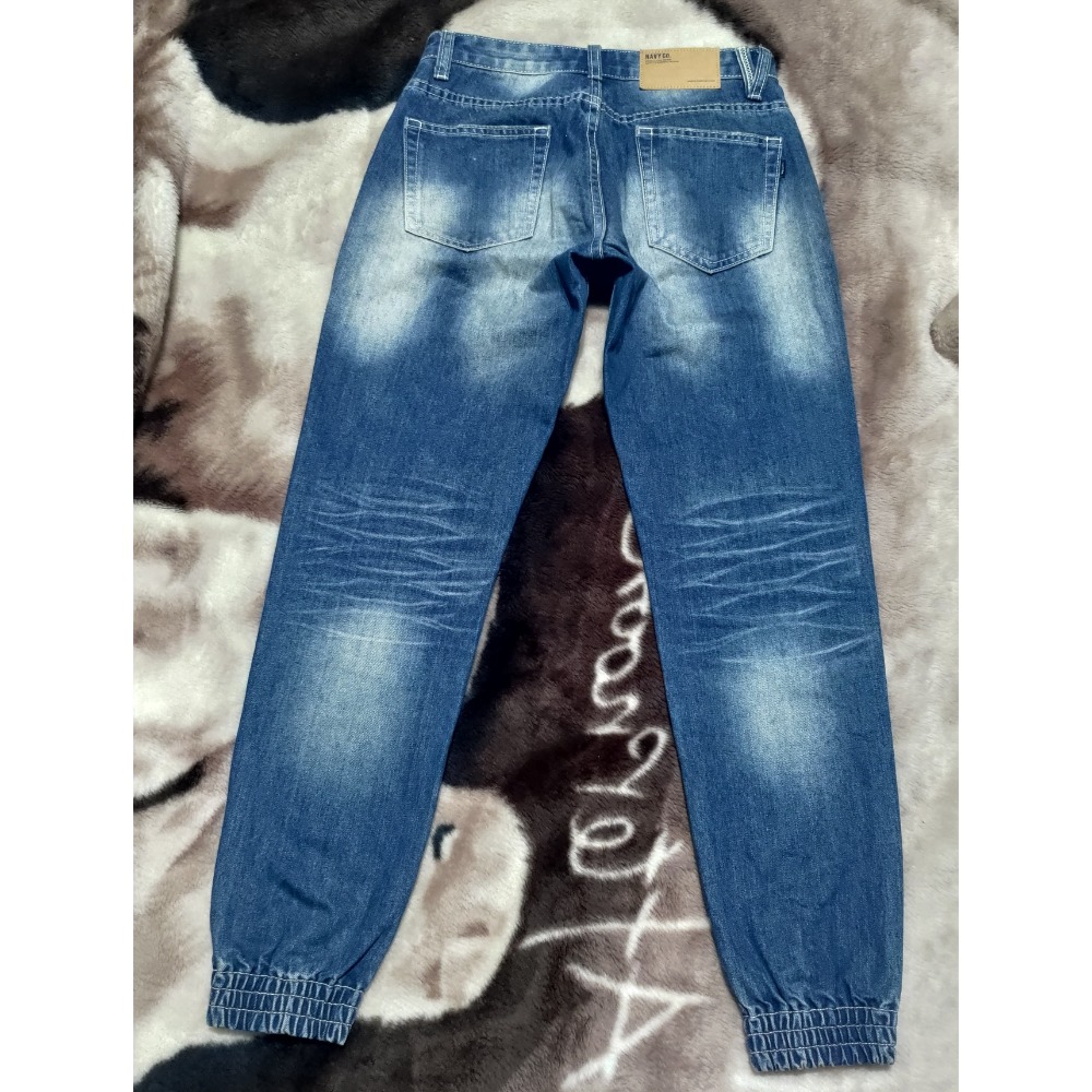 NAVY 縮口褲 牛仔褲 女款 S 破壞補丁 500-細節圖2