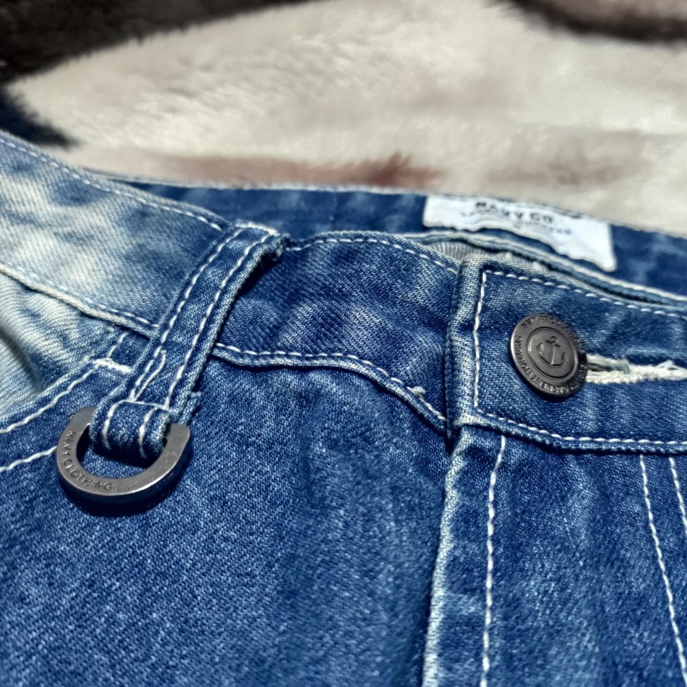 NAVY 縮口褲 牛仔褲 女款 S 破壞補丁 500-細節圖6