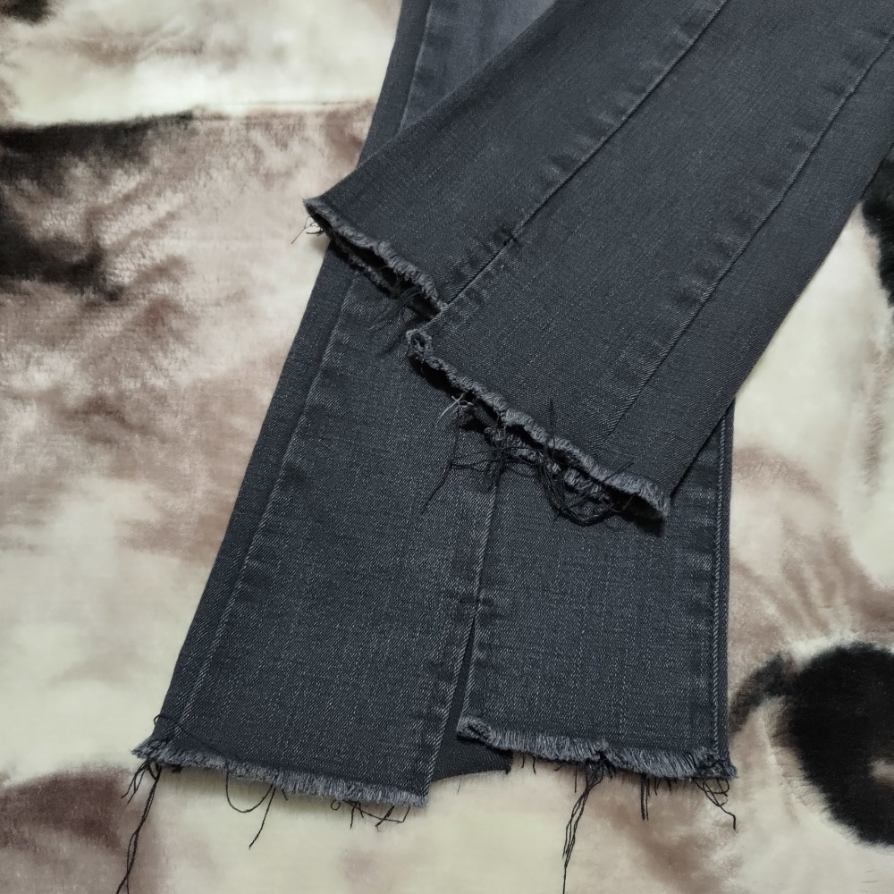 韓國買回 彈性 喇叭 牛仔褲 S 550 刷破 鬆緊腰 -細節圖3