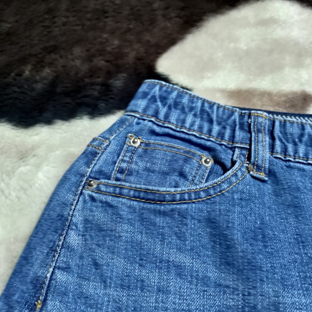 韓國 J.BLANC 牛仔長裙 過膝裙 L 前開叉 488 彈性-細節圖5