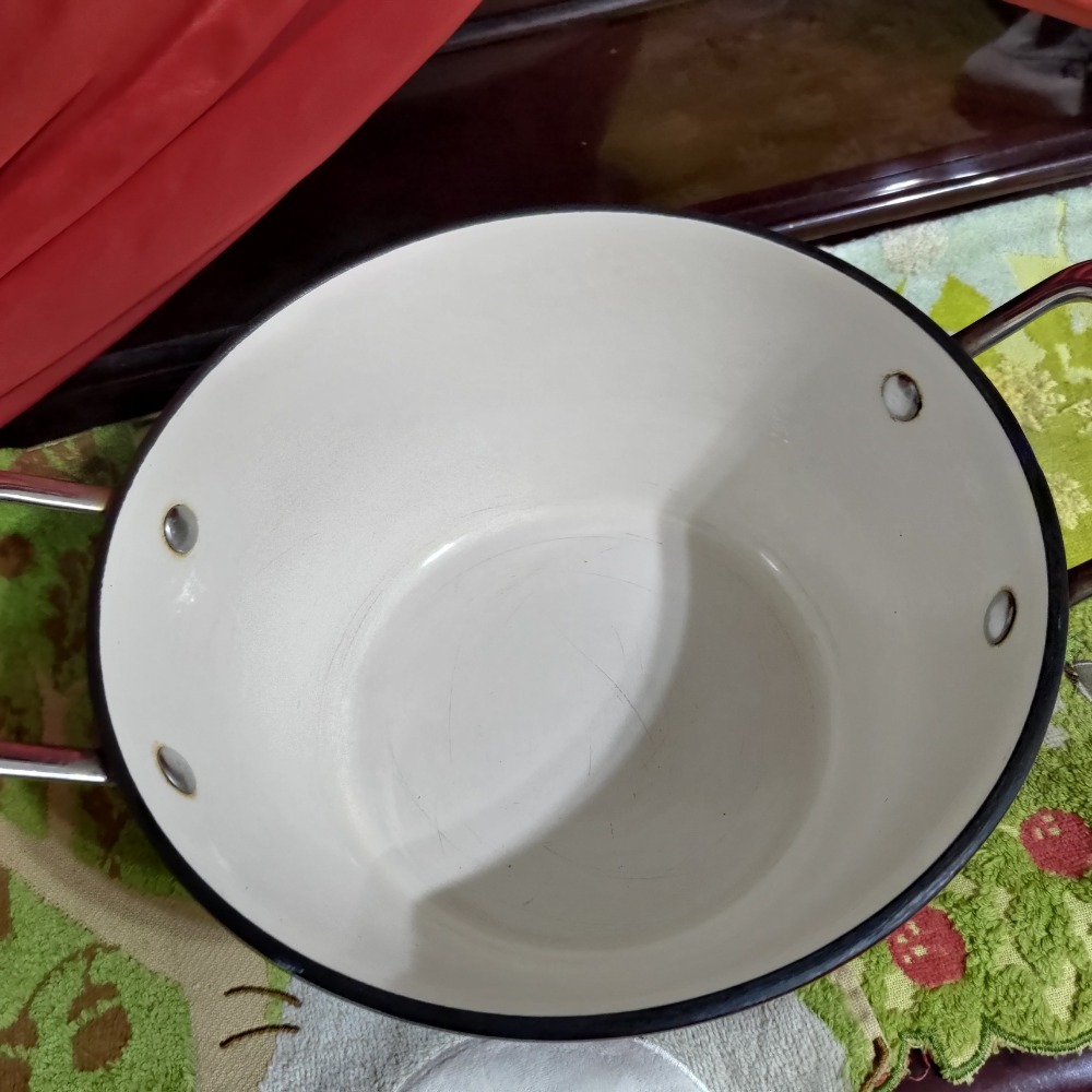 二手 SILWA 雙耳湯鍋 紅色 鍋裏有瑕疵請放大檢查-細節圖2