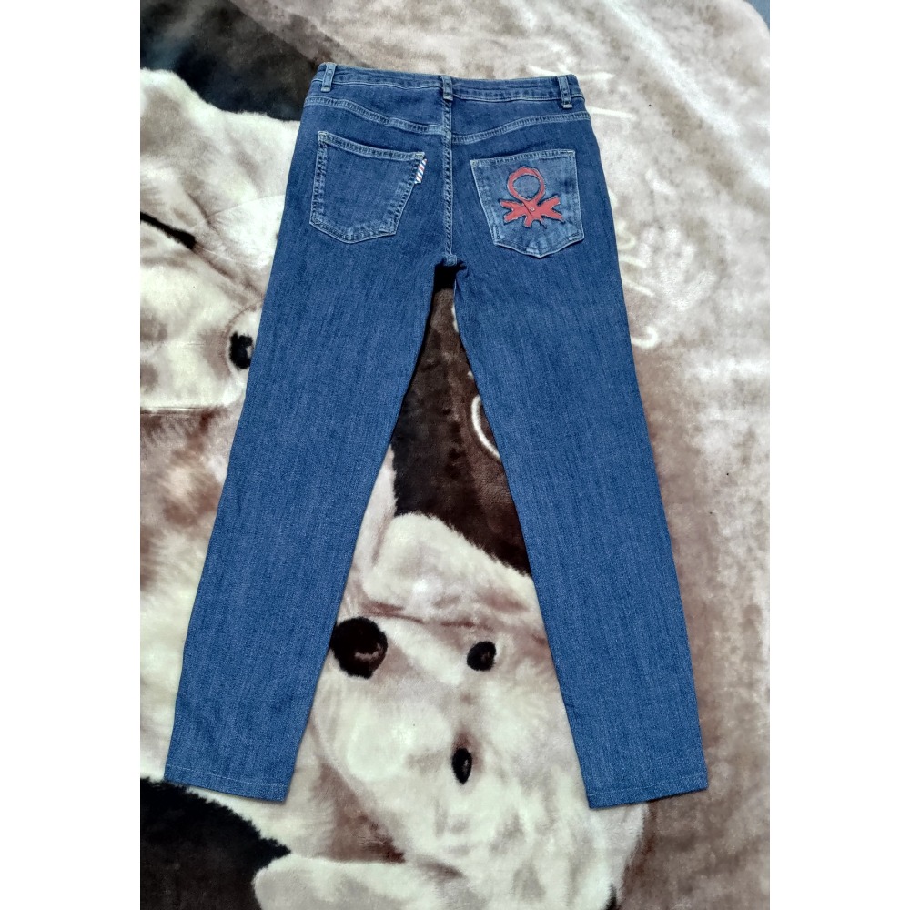 United Colors of  Benetton 刷色 修身 彈性 單寧 長褲 28腰 1280 厚磅 挺版-細節圖2