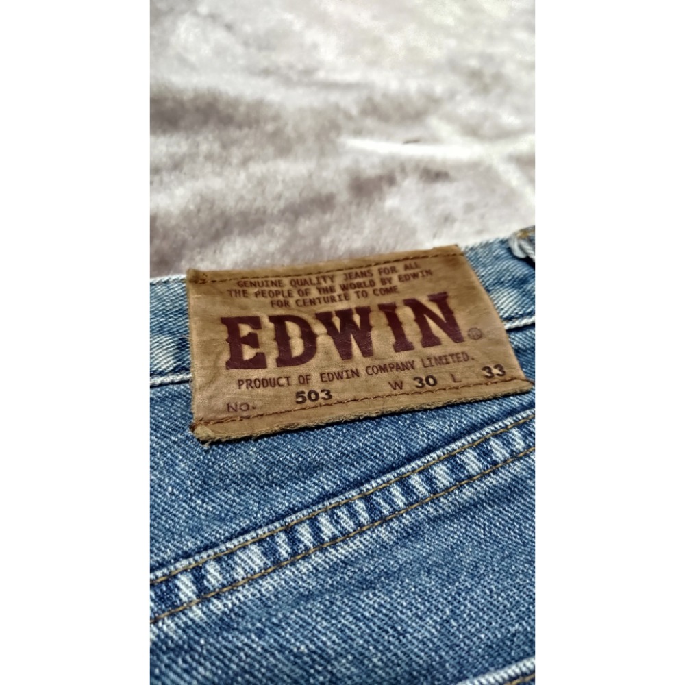 EDWIN 503 真皮logo 男款 牛仔褲 31腰 880-細節圖2