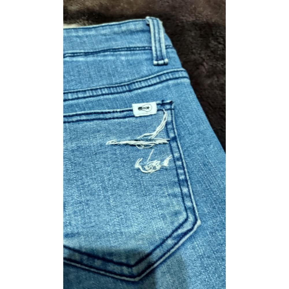 正韓 BIupop 淺藍色 破洞 彈性 牛仔褲 排扣式 26腰 600-細節圖6