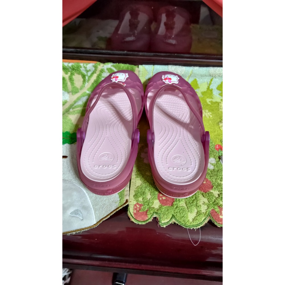 Crocs 卡駱馳 果凍鞋 透氣 楔型 拖鞋 Hello Kitty 款 歐碼w6 36碼 長度22公分 880-細節圖2