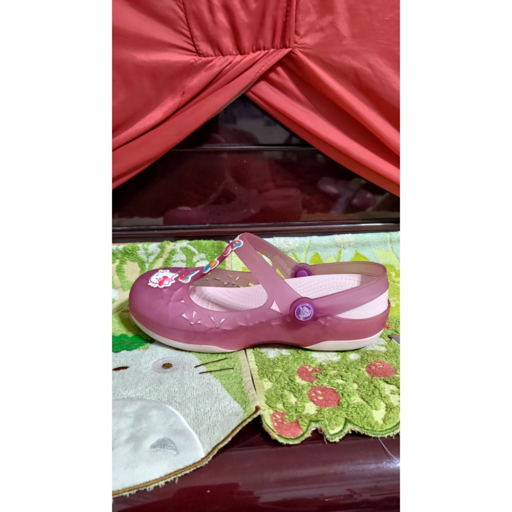 Crocs 卡駱馳 果凍鞋 透氣 楔型 拖鞋 Hello Kitty 款 歐碼w6 36碼 長度22公分 880-細節圖4