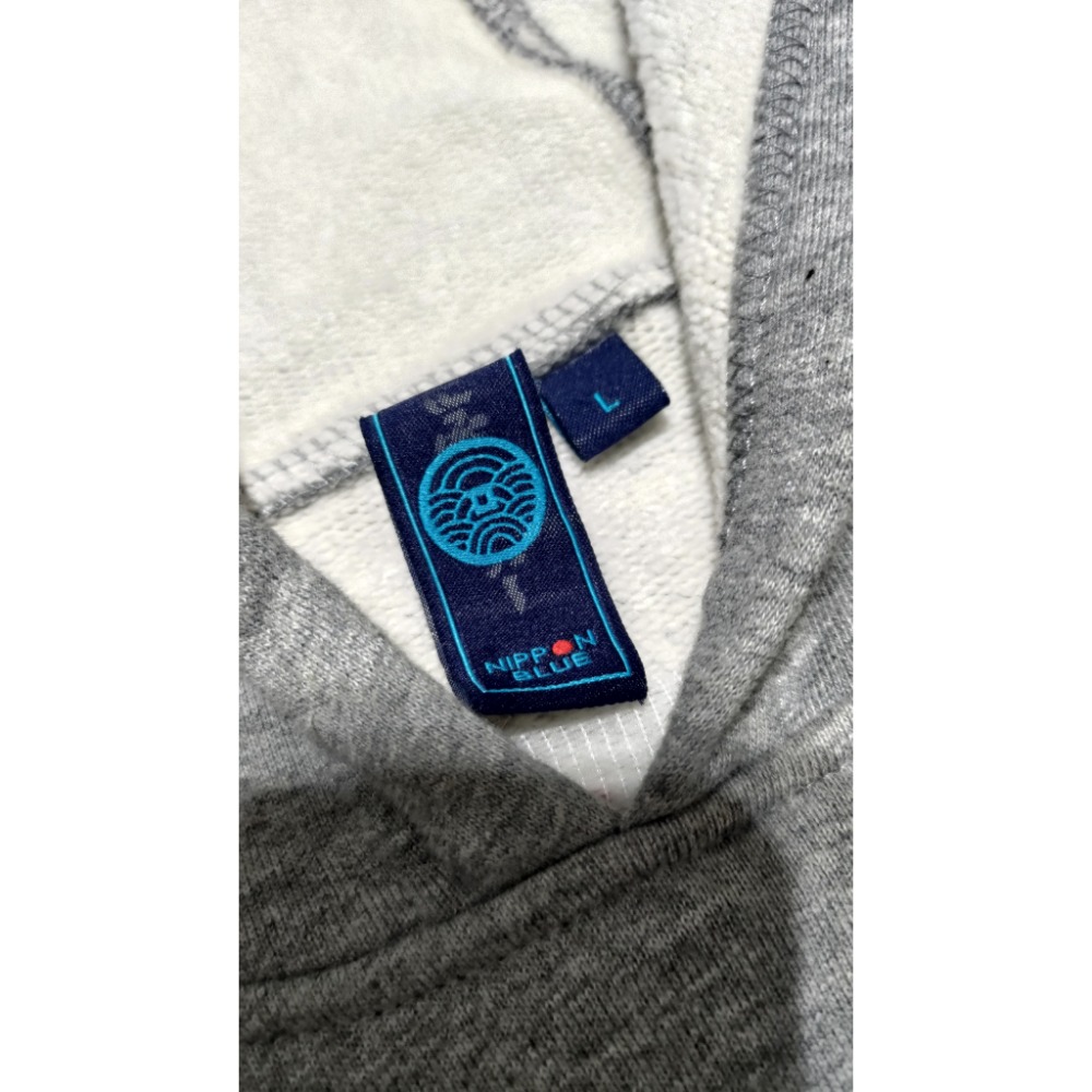 日本藍 NIPPON BLUE 刺繡 連帽T 長袖 厚磅 L 2000-細節圖5