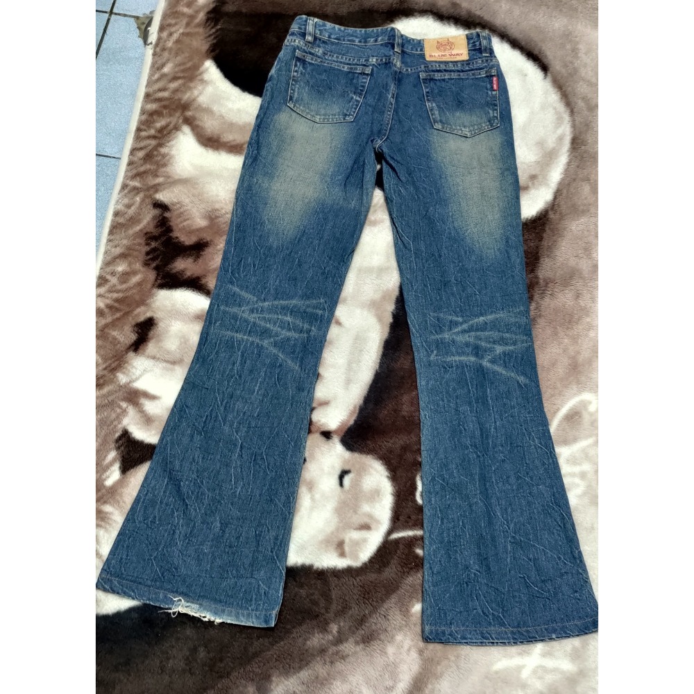 BLUE WAY 女款 喇叭褲 28腰 真皮logo 500-細節圖2