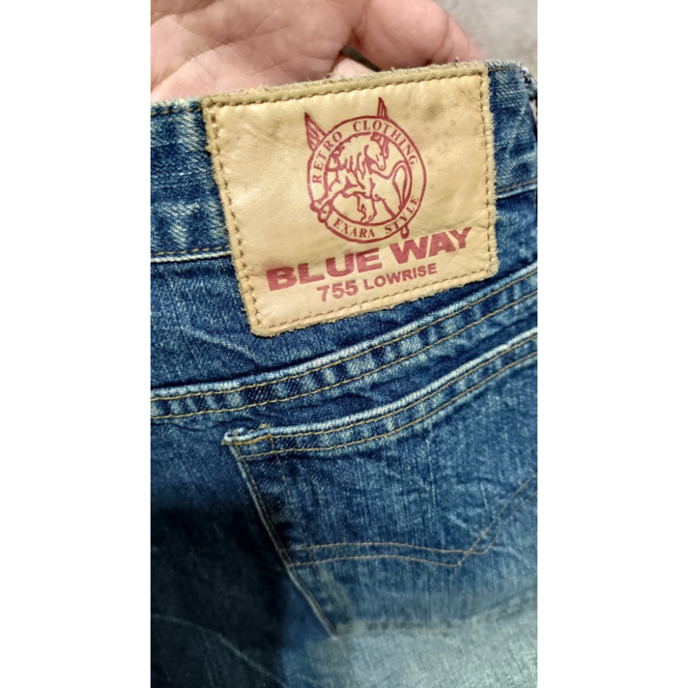 BLUE WAY 女款 喇叭褲 28腰 真皮logo 500-細節圖4