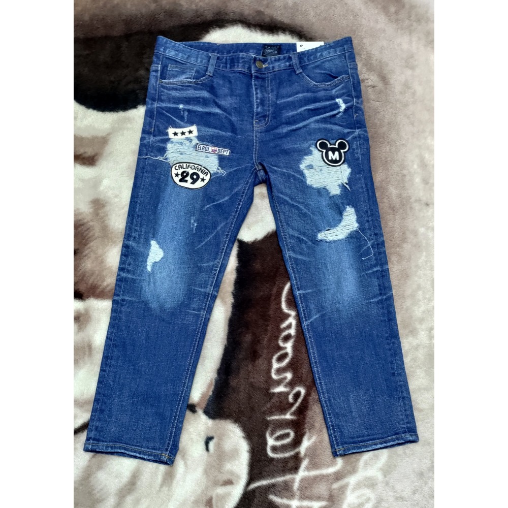 HowLuk 正韓 彈性 牛仔褲 XL 微刷破 600 THREE ROOM XL 彈性 牛仔褲全新880-細節圖5