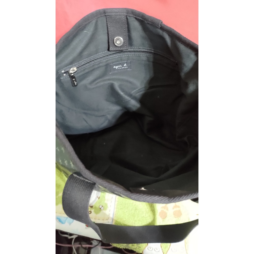 Agnes b 尼龍 大容量 托特包 300，經典星星手提包 肩背包 黑色 800-細節圖10