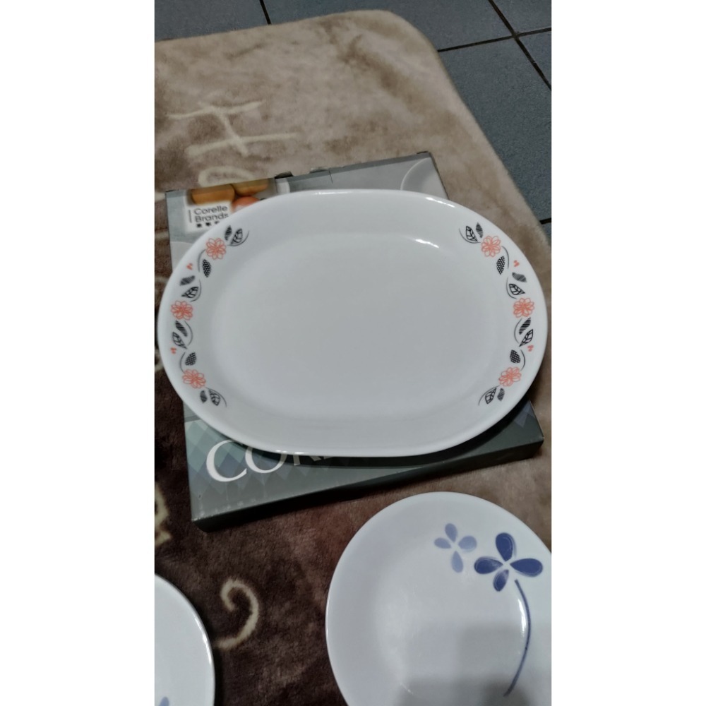 CORELLE 12吋腰子盤   康寧二手水果盤強化瓷 淺盤-細節圖2
