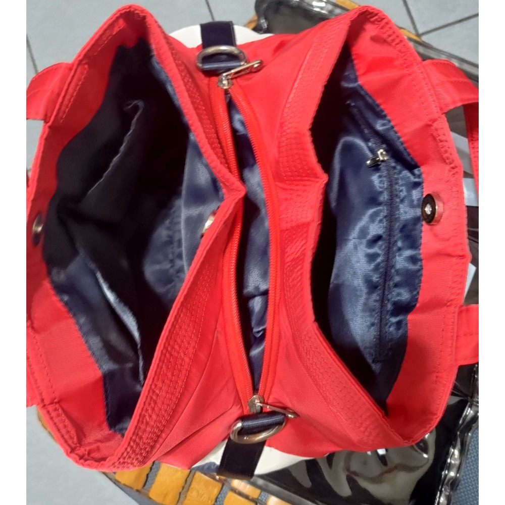 Kipling尼龍拉鍊 大容量 斜 肩 背包 FILA 三色漸層 手提包 刺繡logo-細節圖8