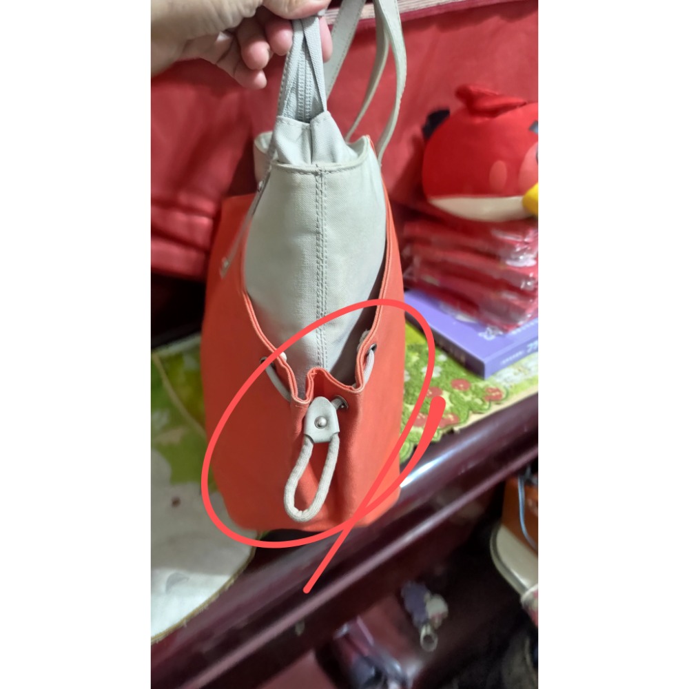 LANCOME 蘭寇 立體  防潑水 收納包 agnes b 雙色帆布 肩背包 托特包-細節圖3