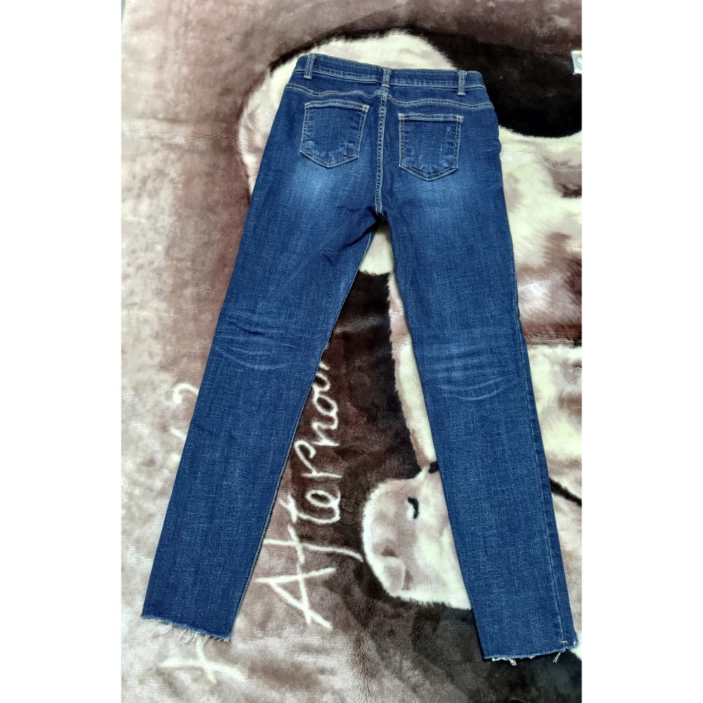 二手 正韓 HowLuk 彈性 牛仔褲 M Rodis denim 真皮粉色logo 彈性 牛仔褲M-細節圖8