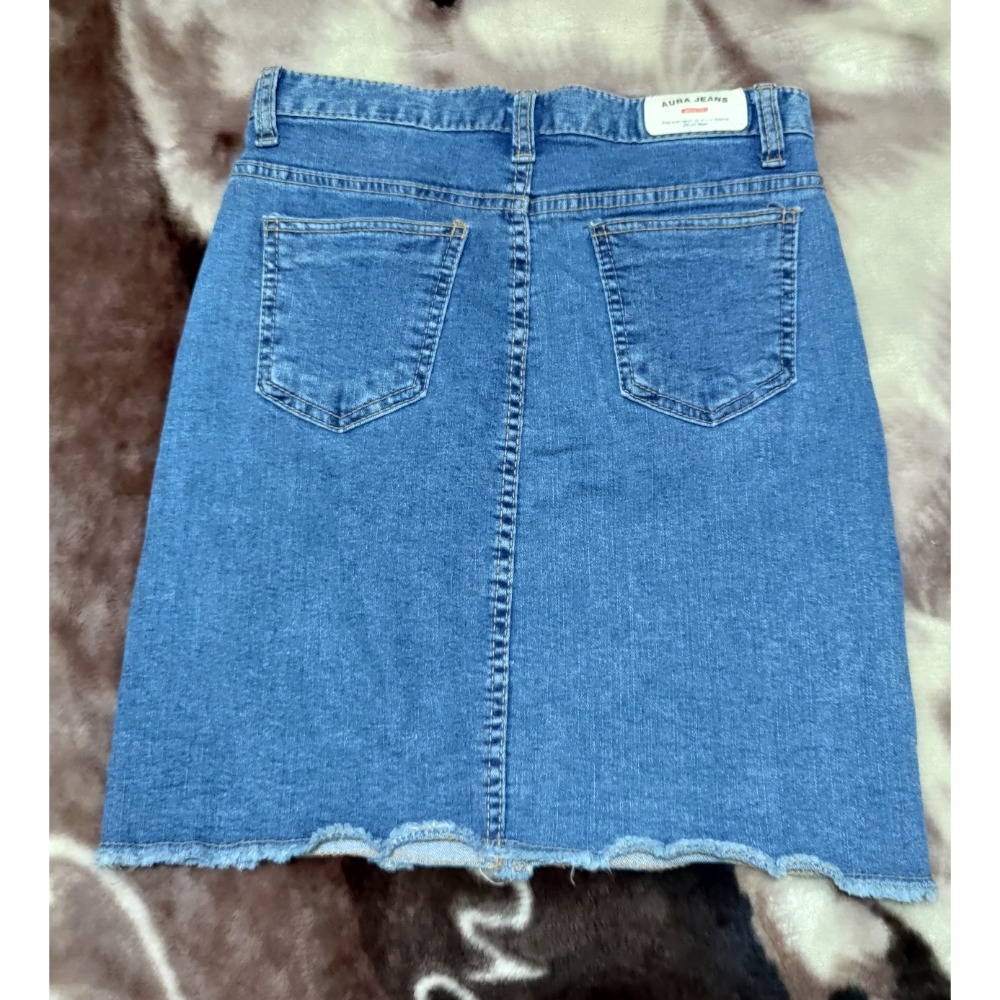 二手 正韓 THE AURA 彈性牛仔短裙 S ZARA 彈性 牛仔褲 S-細節圖2