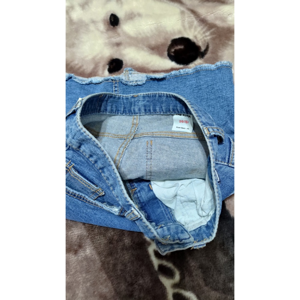 二手 正韓 THE AURA 彈性牛仔短裙 S ZARA 彈性 牛仔褲 S-細節圖4