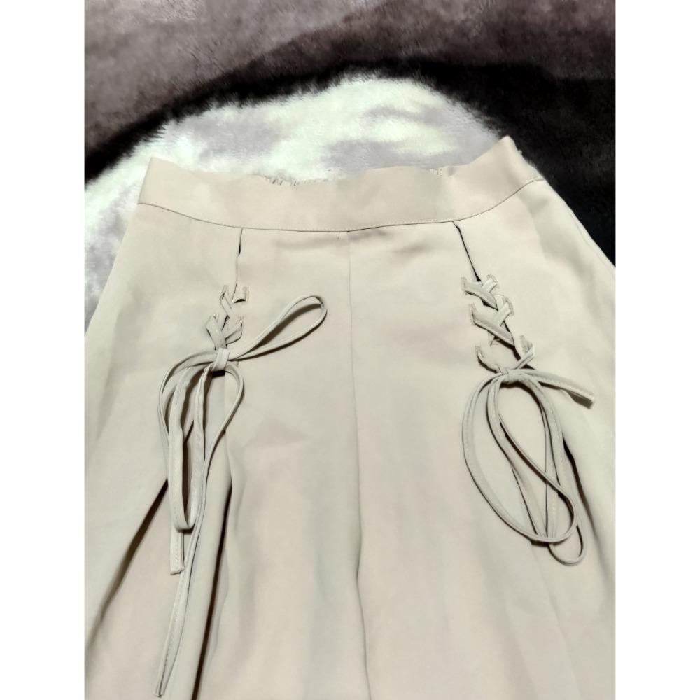 二手 TIZZI 杏色爽膚休閒 寬長褲 普通的紫色休閒長褲-細節圖5