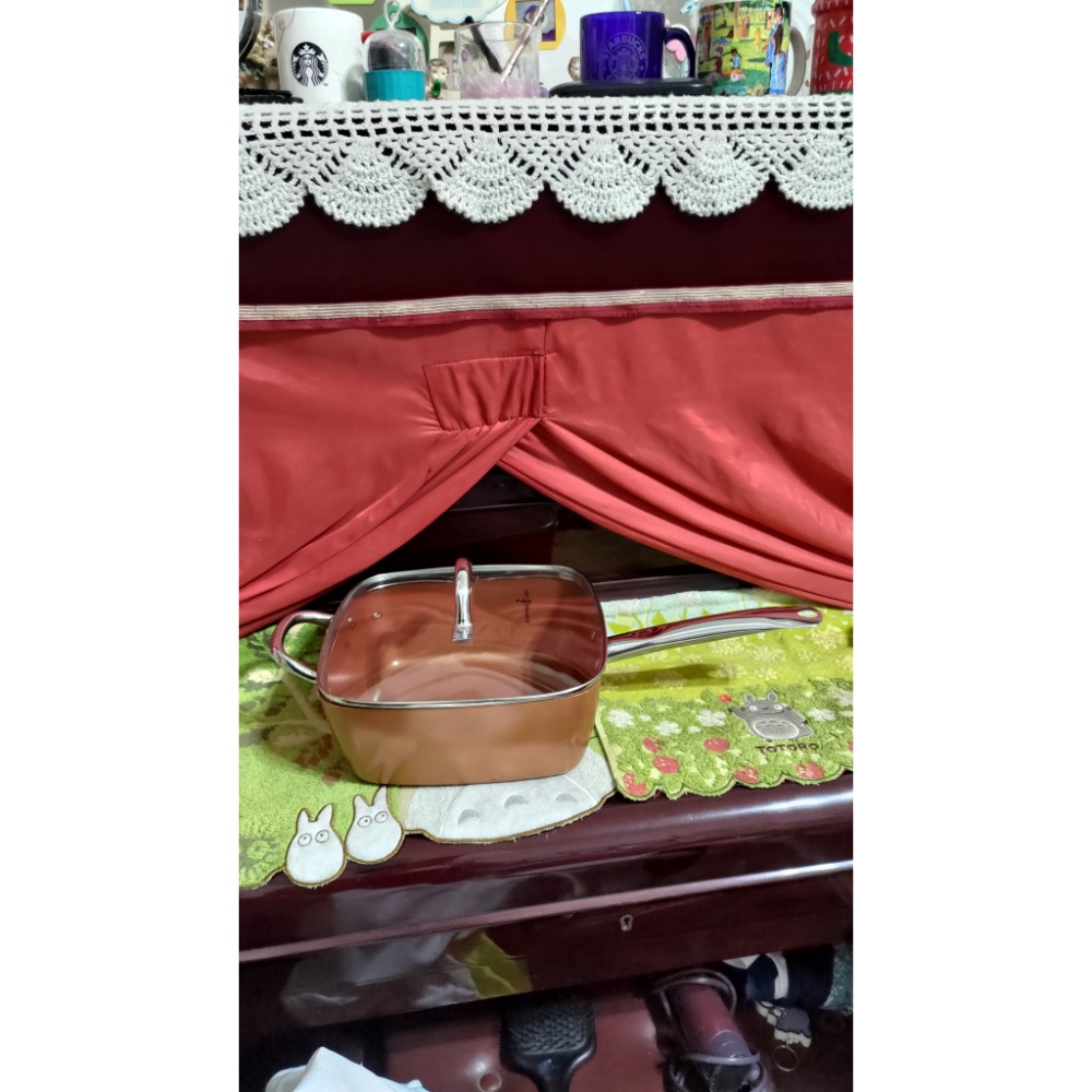 二手 Copper Chef 陶瓷不沾 24公分 單柄方型 不沾鍋 IH爐/電磁適HAPPYCALL深炒鍋28公-細節圖5