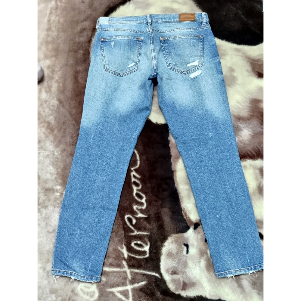 二手 ZW 直筒 九分褲 牛仔 低腰褲 真皮logo 26腰  UNIQLO 九分 休閒褲 S-細節圖6