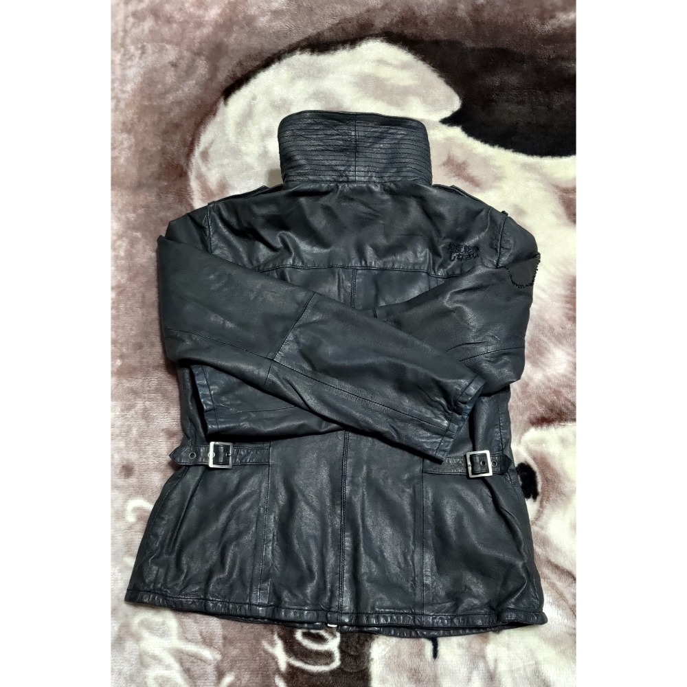 二手 極度乾躁 Superdry 真皮 女款 雙領 皮外套 L-細節圖5