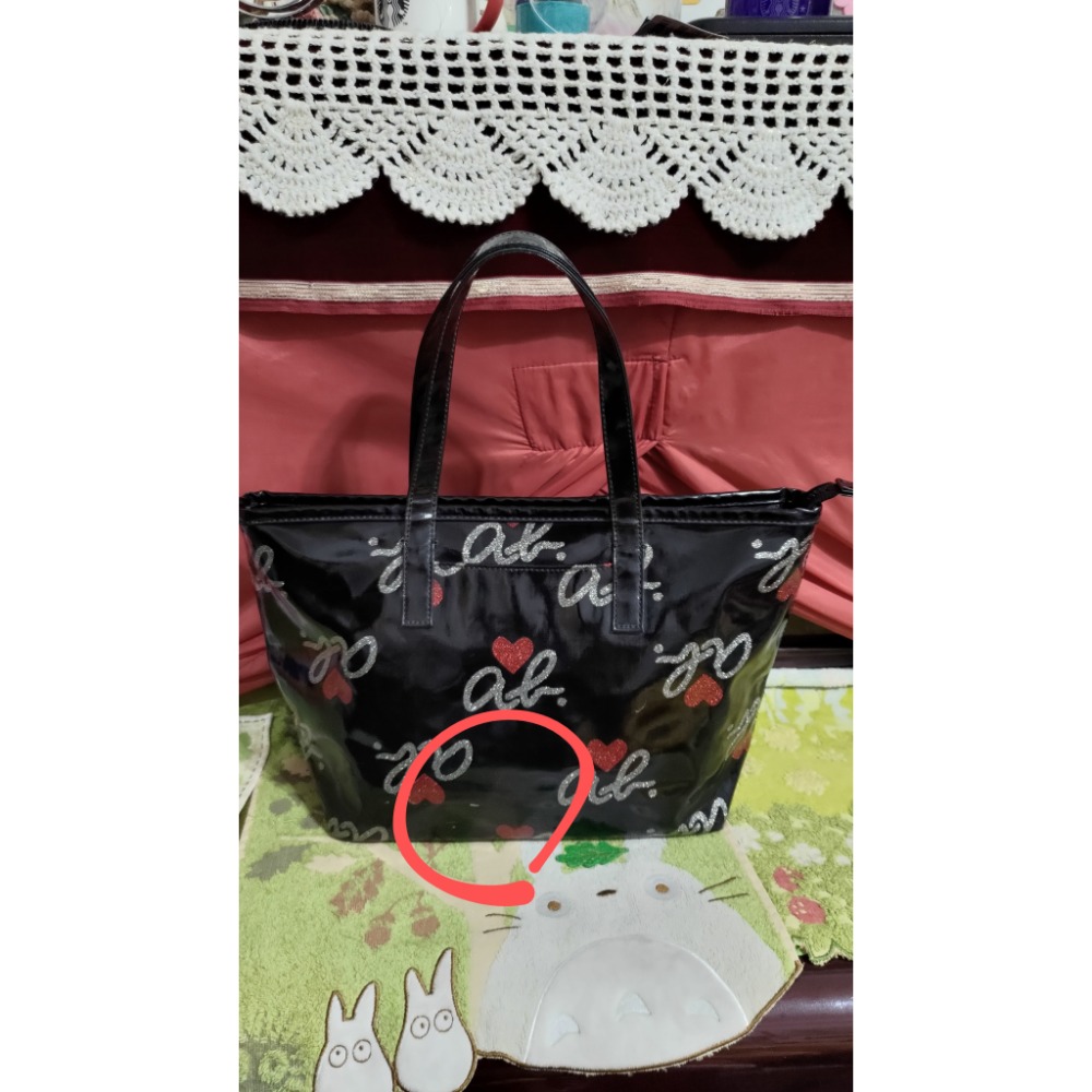 二手Agnes b 防水 亮面 托特包 日本製 手提包 肩背包-細節圖2
