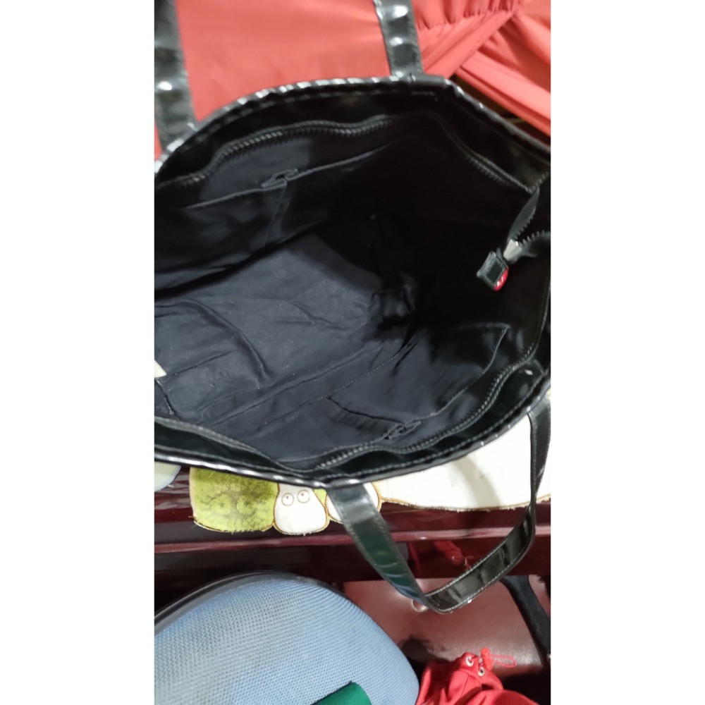 二手Agnes b 防水 亮面 托特包 日本製 手提包 肩背包-細節圖4