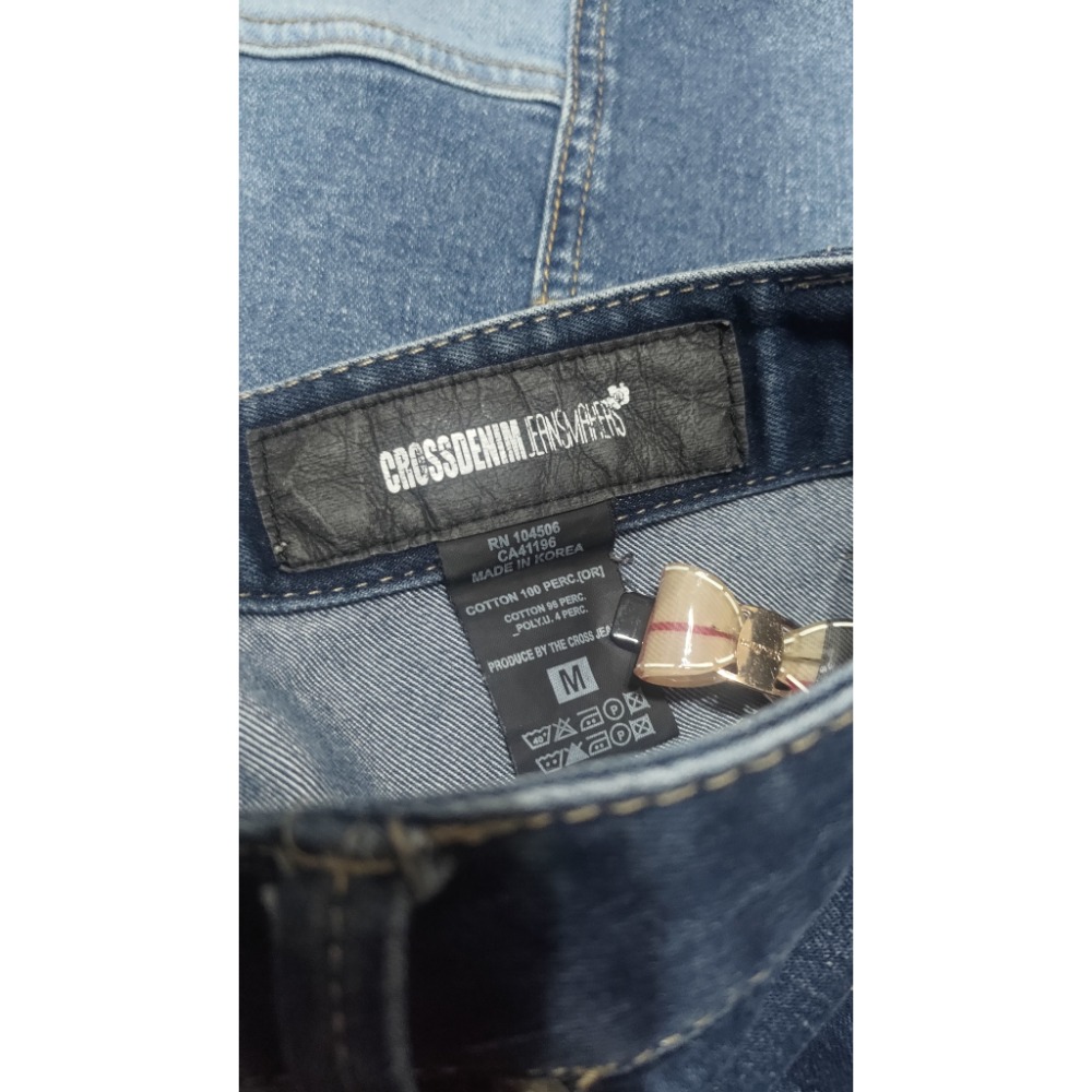 二手 Hong Chubby 不對稱合切割造型牛仔裙M 正韓CROSS Denim 彈性 牛仔褲M-細節圖3