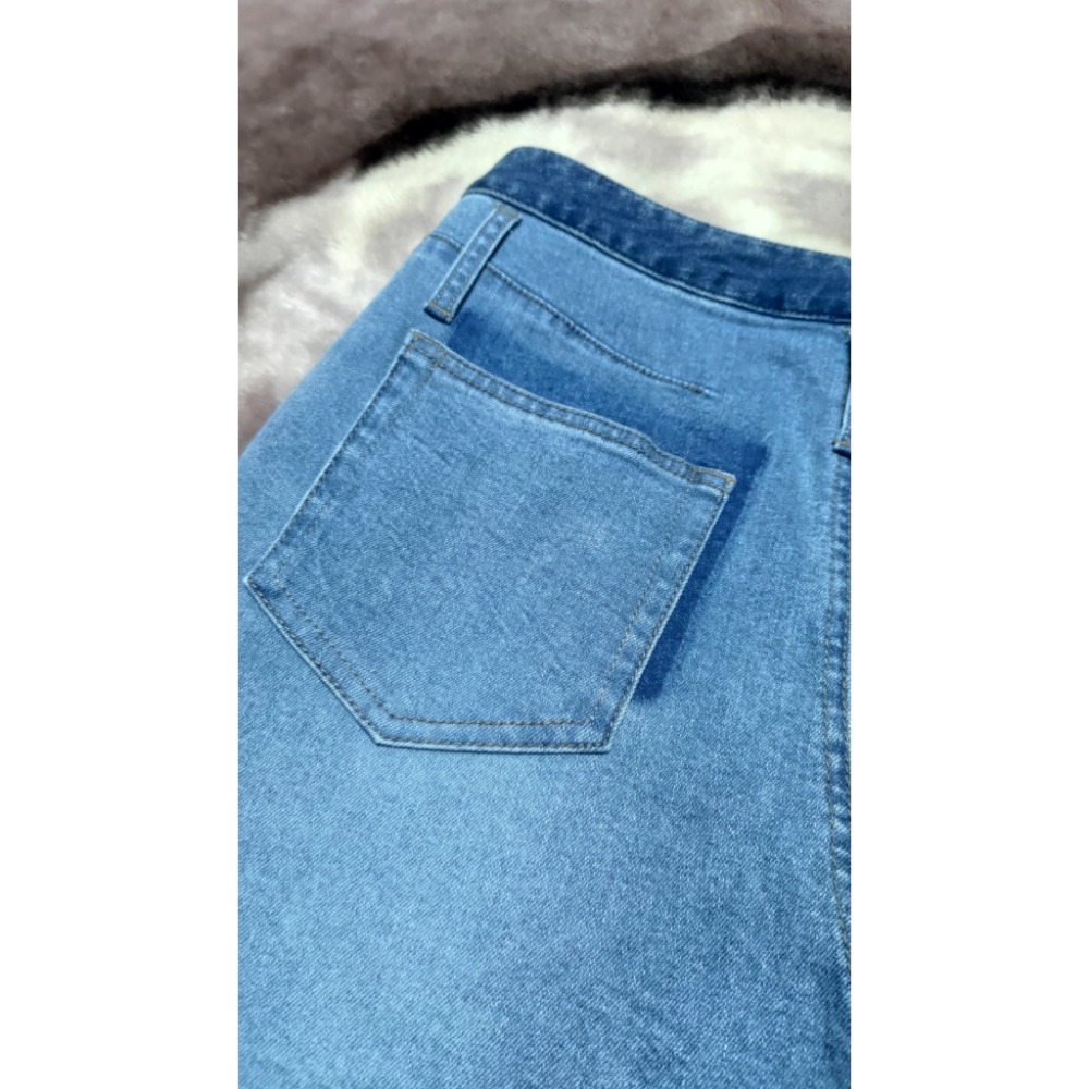 二手 Hong Chubby 不對稱合切割造型牛仔裙M 正韓CROSS Denim 彈性 牛仔褲M-細節圖7