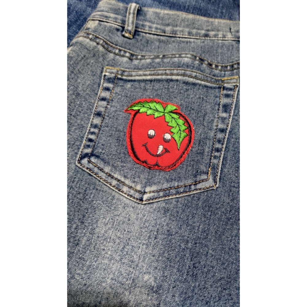 二手 HowLuk 彈性 牛仔寬褲 M 專櫃 牛仔褲 9號 亮片-細節圖3