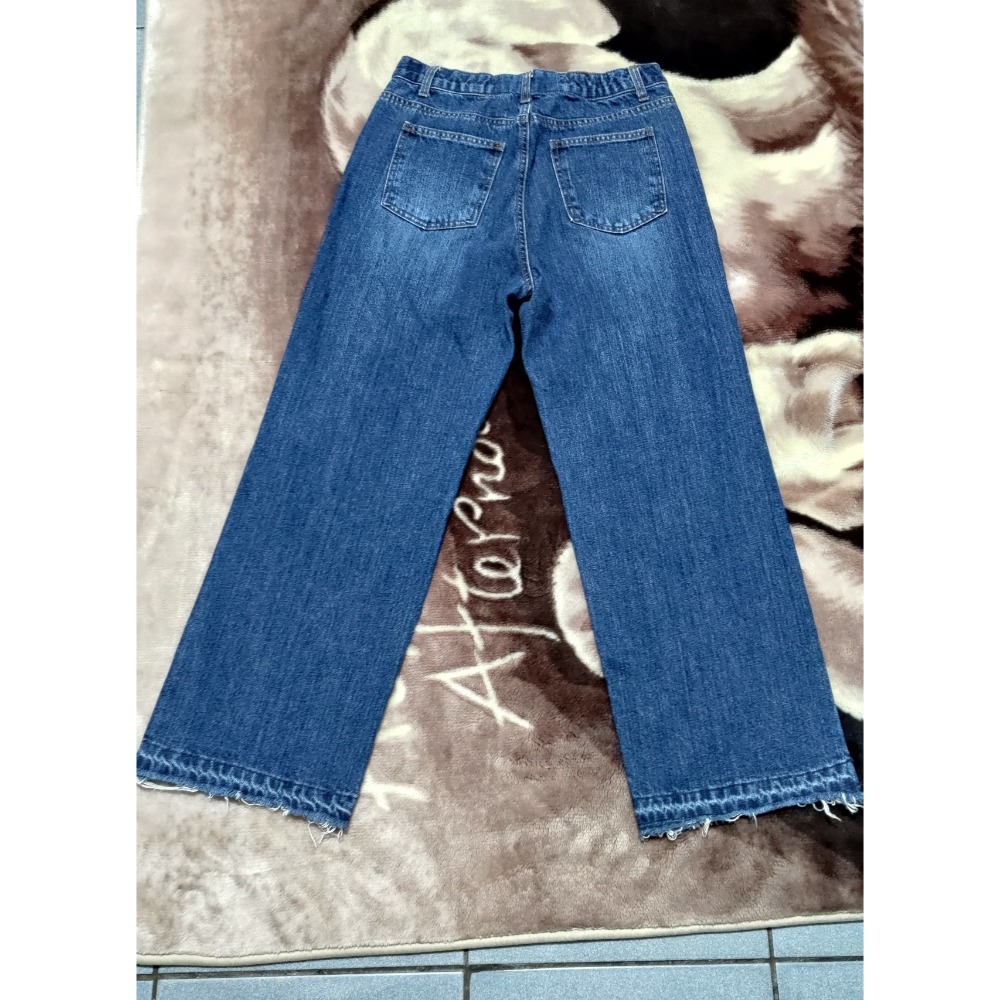 二手 HowLuk 彈性 牛仔寬褲 M 專櫃 牛仔褲 9號 亮片-細節圖5