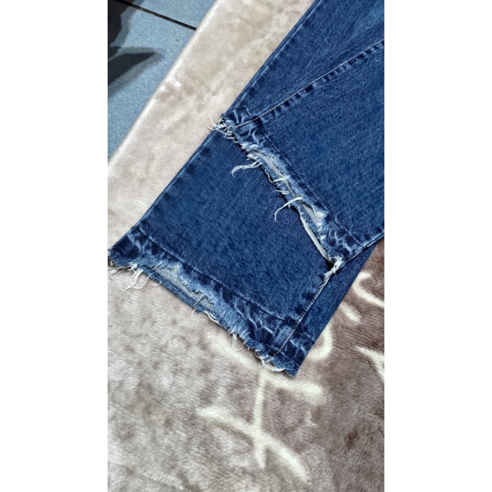 二手 HowLuk 彈性 牛仔寬褲 M 專櫃 牛仔褲 9號 亮片-細節圖6