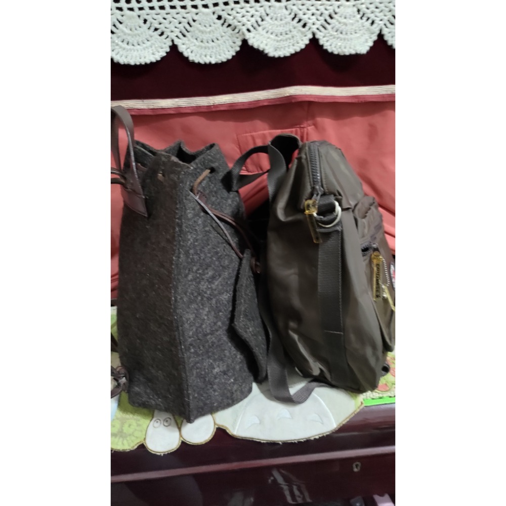 二手 Coccinelle 真皮抽繩帆布包手提包 後背包 義大利製 CONVERSE 後背包 手提包-細節圖3