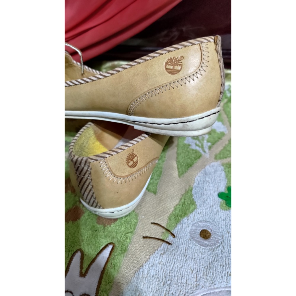 二手 Timberland 黃色真皮革 淺色 芭蕾平底鞋5.5W=36號 真皮厚底涼鞋 拖鞋 36號-細節圖8