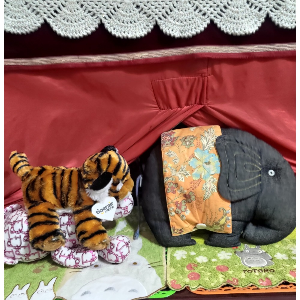 二手虎航絨毛娃娃 藍工房布藝福象抱枕 布藝玩具公仔-細節圖4