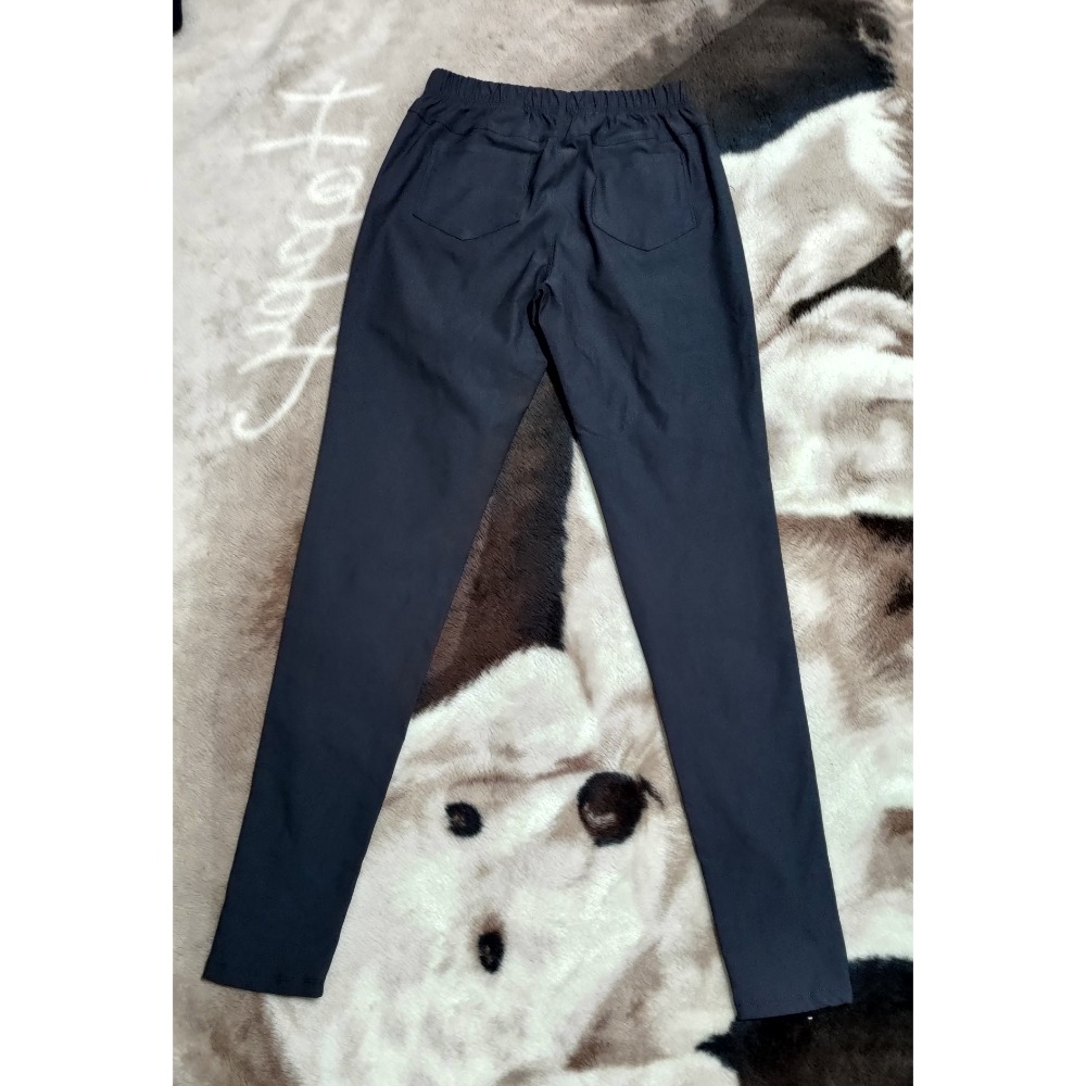 lativ 刷毛鬆緊腰彈性長褲S FILA丈青運動長褲刺繡logo雙口帶拉鍊S-細節圖8