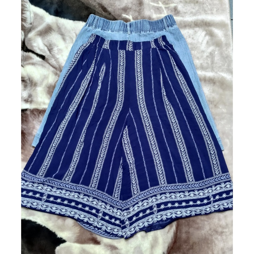 二手 日本HK WORKS LONDON棉質鬆緊腰褲裙F 義大利品牌GABRIEL 牛仔短褲-細節圖2