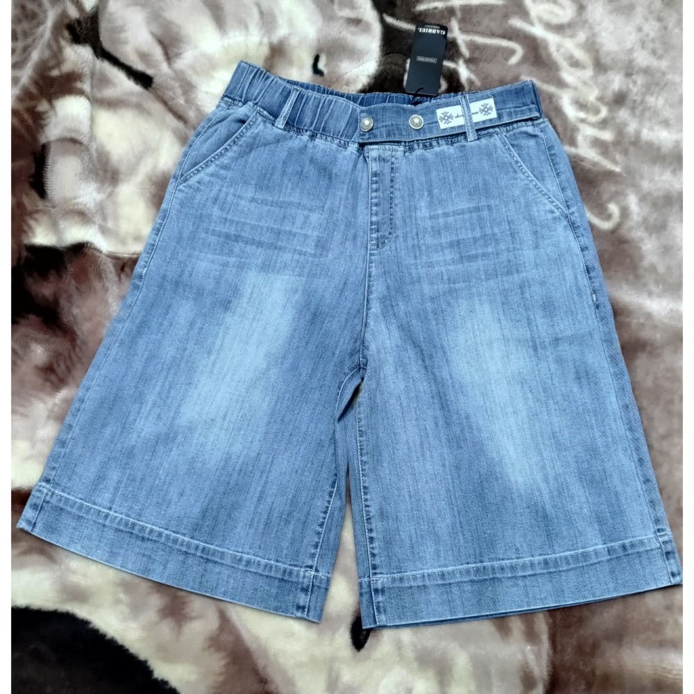 二手 日本HK WORKS LONDON棉質鬆緊腰褲裙F 義大利品牌GABRIEL 牛仔短褲-細節圖5