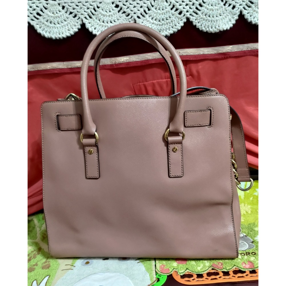 二手 Michael Kors 經典鎖頭包 手提 肩背鍊帶包  紫紅色-細節圖3