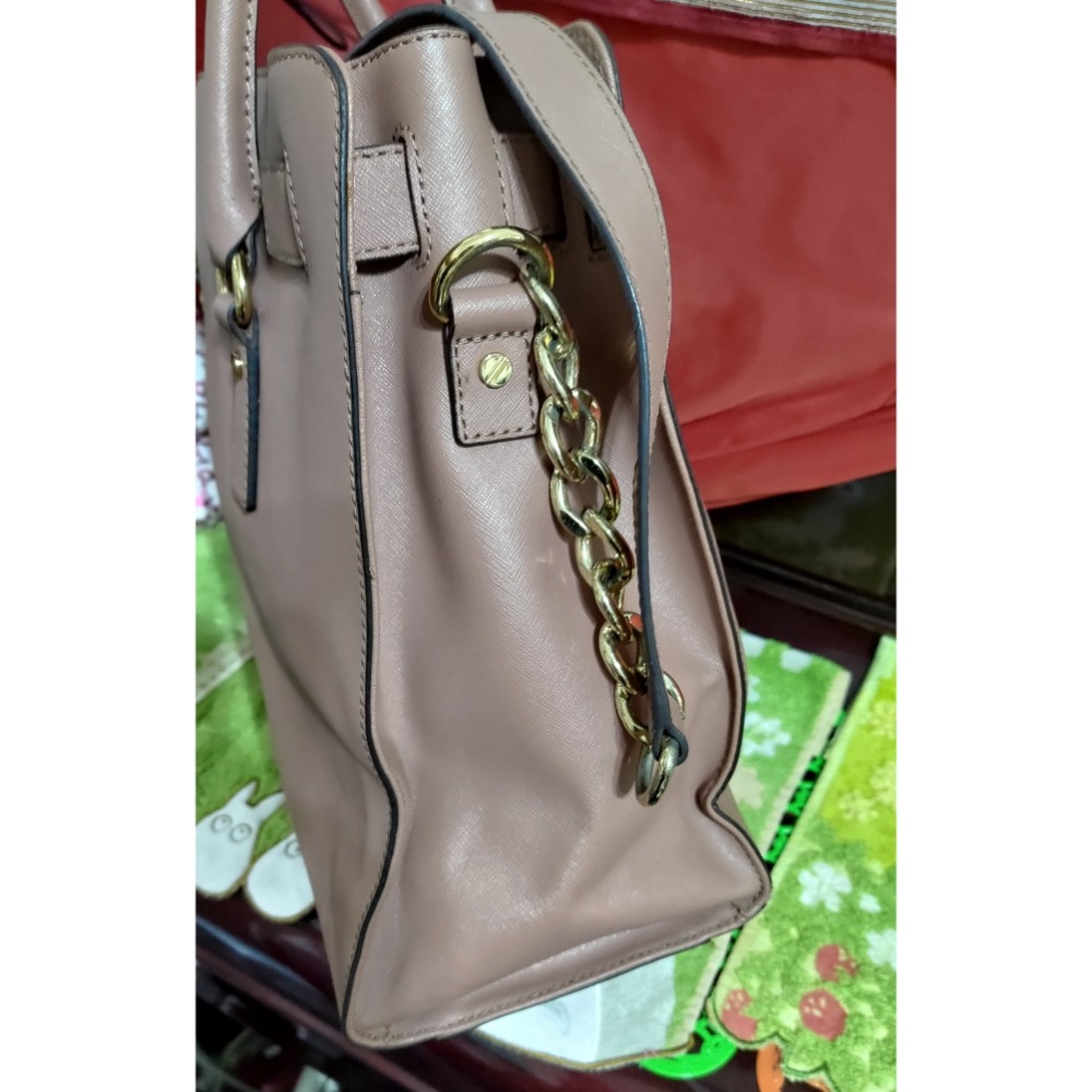 二手 Michael Kors 經典鎖頭包 手提 肩背鍊帶包  紫紅色-細節圖4